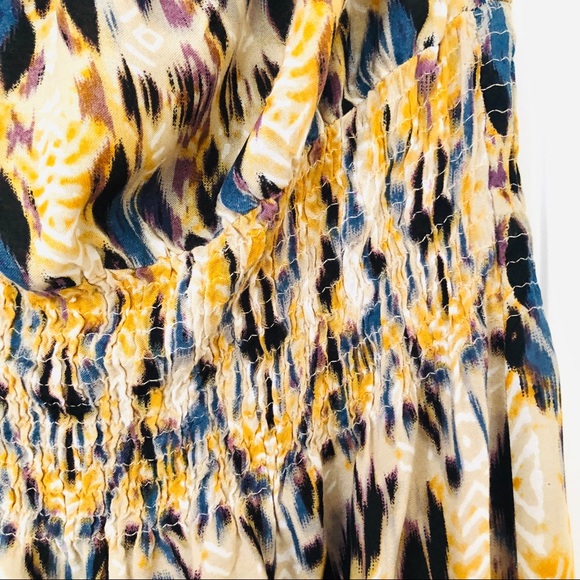 New vintage strapless rayon ikat maxi dress 2X - Picture 4 of 12